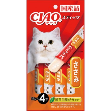 Ciao Stick Chicken Fillet in Jelly with Added Vitamin and Green Tea Extract 14g x 4pcs (5 Packs)